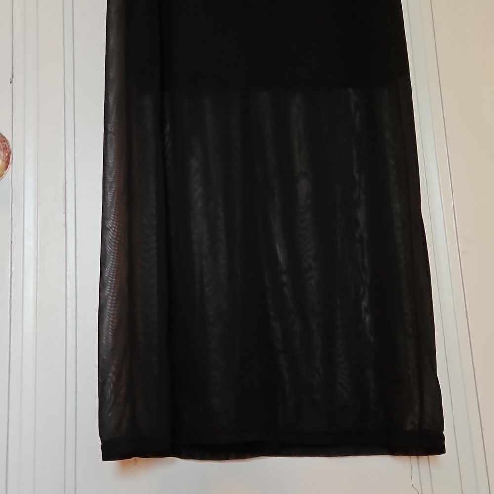 Semi-Formal Black Maxi Dress, Sheer Outer Layer, Front Slit, Sz M - Picture 11 of 13